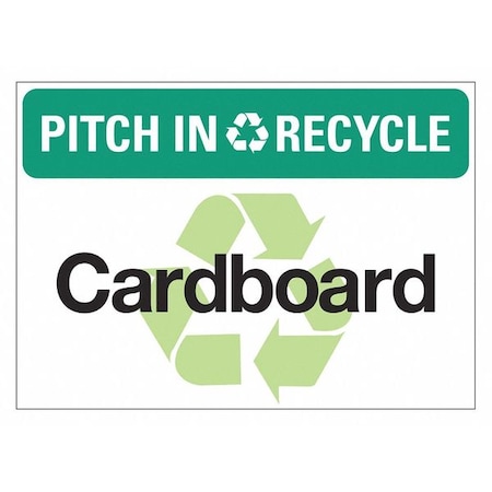 Pitch In & Recycle, PITCH IN & RECYCLE CARDBOARD, 14 in W x 10 in H, LCU1-0129-ED-PK5_14x10