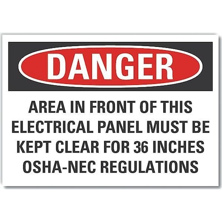 Decal,Danger Area In Front,7 x 5", LCU4-0709-RD_7X5