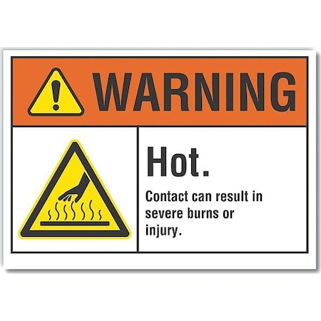 Hot Surface Sign, 3 1/2 in H x 5 in W, Reflective Sheeting