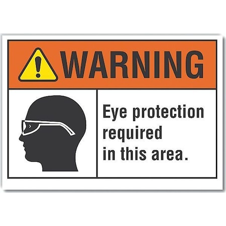 Decal,Warning Eye Protection,5 x 3.5", 3 1/2 in Height, 5 in Width, Polyester, Horizontal Rectangle