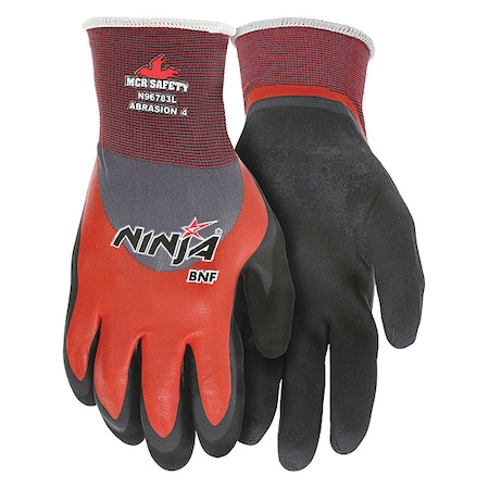 Coated Gloves, Foam Nitrile, Flat Dip, Palm, Not Tested Abrasion Level, Gray, M (8) 1 PR