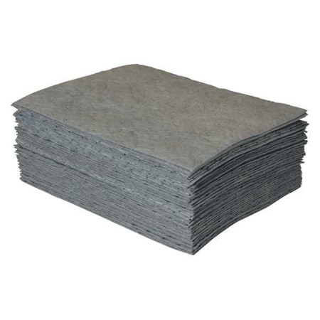 Sorbent Pad, 9 gal, 15 in x 19 in, Universal, Gray, Polypropylene