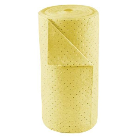 Sorbent Roll, 26 gal, 30 in x 150 ft, Harsh Chemicals, Yellow, Polypropylene