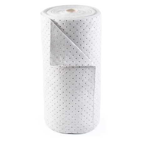 Sorbent Roll, 33 gal, 30 in x 150 ft, Harsh Chemicals, White, Polypropylene