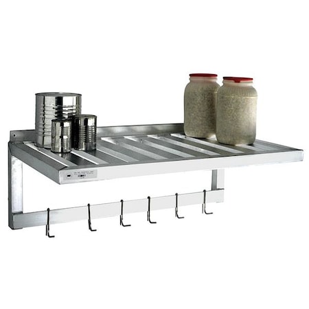 Aluminum Wall Shelf, 20"D x 48"W x 13-1/2"H, Silver