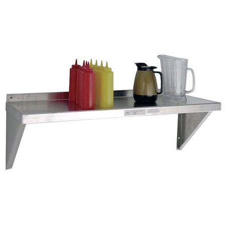 Aluminum Wall Shelf, 15"D x 36"W x 13-1/4"H, Silver