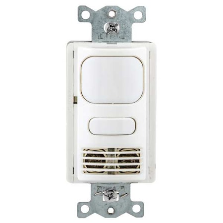 Wall Mount Sensor, Occupancy, Vacancy, Hard Wired, White, 1,000 sq ft, Fluorescent, Incandescent