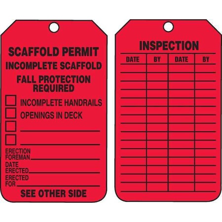 Tag, Scaffold, Cardstock, 5 3/4 in H x 3 1/4 in W, Rectangle, 25 PK