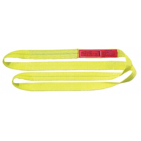 Web Sling, Type 5, 2 ft L, 1 in W, Polyester, Yellow