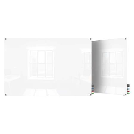 Dry Erase Board, Glass, 36 in, 48 in, No Frame Frame, White, Gloss