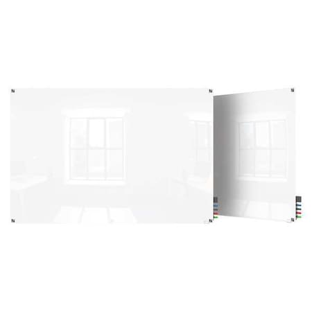 Dry Erase Board, Glass, 24 in, 36 in, No Frame Frame, White, Gloss