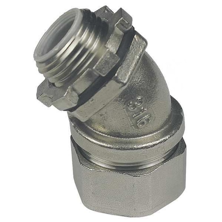 Conduit Fitting Grounding Connector, 1/2 in, Compression, 316 Stainless Steel, Polished, Silver