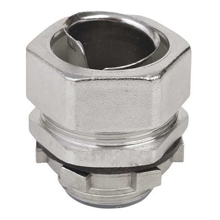 Conduit Fitting Grounding Connector, 1-1/2 in, Compression, 316 Stainless Steel, Polished, Silver