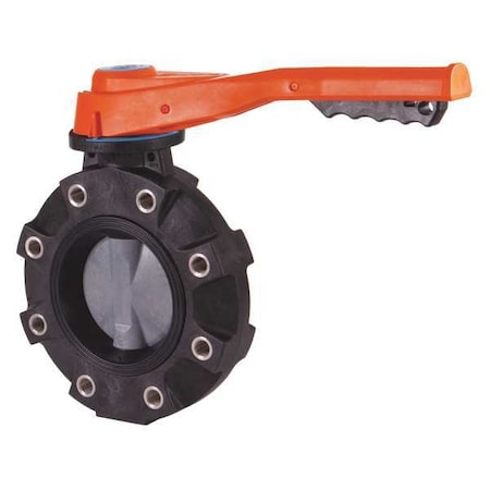 Butterfly Valve, 3", CPVC/EPDM, Lever Handle, 316-SS Lugs