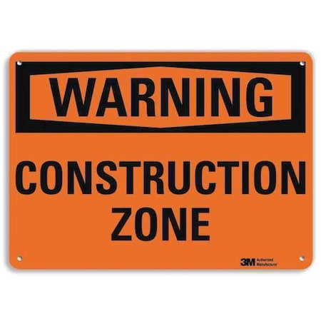 Warning Sign, 10 in Height, 14 in Width, Aluminum, Horizontal Rectangle, English