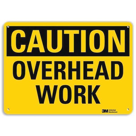 Caution, Overhead Work, 10 in x 14 in, Horizontal Rectangle, Aluminum, U4-1580-RA_14X10