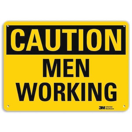 Caution, Men Working, 10 in x 14 in, Horizontal Rectangle, Aluminum, U4-1525-RA_14X10