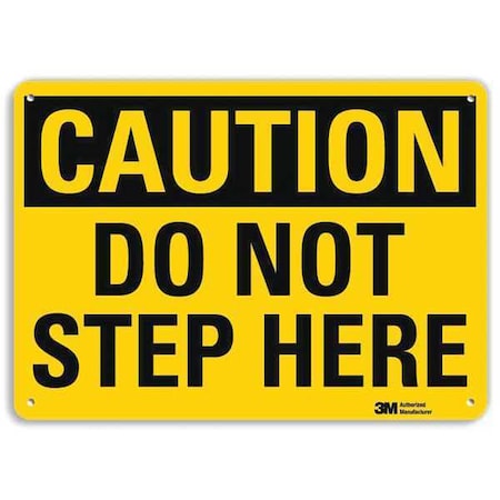 Caution, Do Not Step Here, 10 in x 14 in, Horizontal Rectangle, Aluminum, U4-1204-RA_14X10