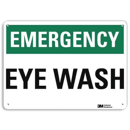 Fire Emergency, Emergency Eye Wash, 10 in x 14 in, Horizontal Rectangle, Aluminum, U7-1091-RA_14X10