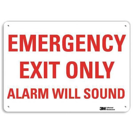No Header, Emergency Exit Only Alarm Will Sound, 14" W x 10" H, Rectangle, Recycled Aluminum