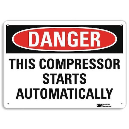 Danger Sign, 10 in Height, 14 in Width, Aluminum, Vertical Rectangle, English