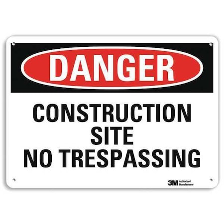 Danger Sign, 10 in H, 14 in W, Aluminum, Vertical Rectangle, English, U3-1250-RA_14X10