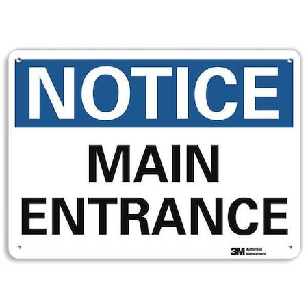 Notice Sign, 10 in H, 14 in W, Aluminum, Horizontal Rectangle, English, U5-1313-RA_14X10
