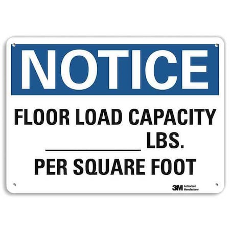 Notice, Floor Load Capacity _ Lbs. Per Square Foot, 10 in x 14 in,  Aluminum, U5-1226-RA_14X10