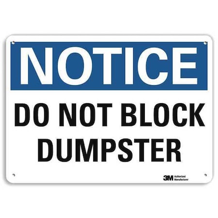 Notice Sign, 10 in H, 14 in W, Aluminum, Horizontal Rectangle, English, U5-1124-RA_14X10