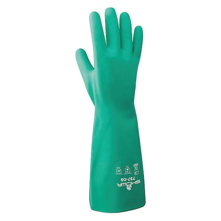737 Chemical Resistant Gloves, Nitrile, 15 in L, 22 mil, Green, 10, 1 PR
