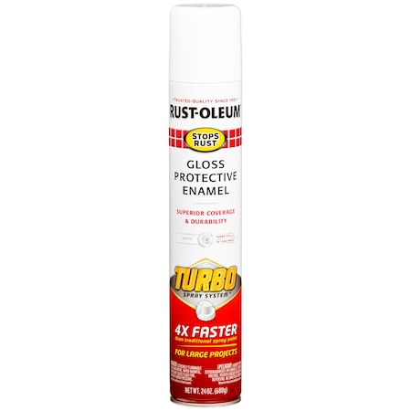 Spray Paint, White, Gloss, Solvent, 24 oz