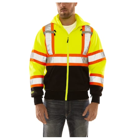 Unisex High Visibility Sweatshirt, Polyester, zipper, Black/Green, S