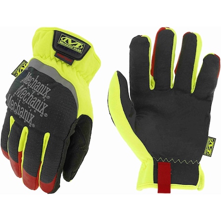 Hi-Viz FastFit(R) D4-360 Hi-Vis Cut Resistant Gloves, Synthetic Leather Palm, 12