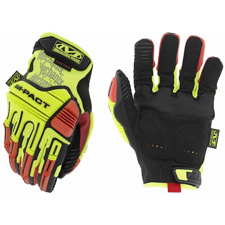 Hi-Viz M-Pact(R) D4-360 Hi-Vis Cut Resistant Impact Gloves, Synthetic Leather Palm, 8