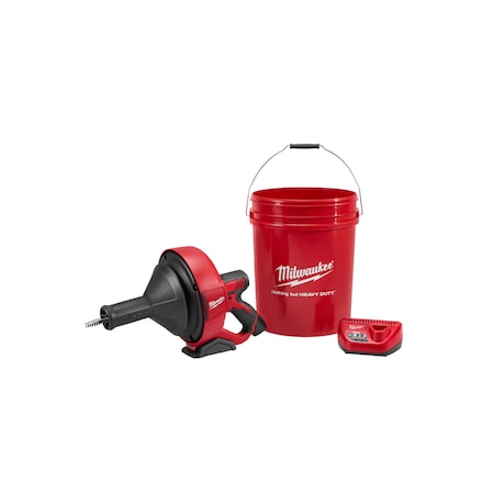M12 Drain Snake w/ 5/16" Cable, M12 CP1.5 Battery, M12 Charger, Storage Bucket