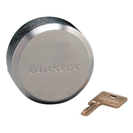 Padlock, Keyed Alike, Hidden Shackle, Round Zinc Body, Boron Shackle, 1 23/32 in W