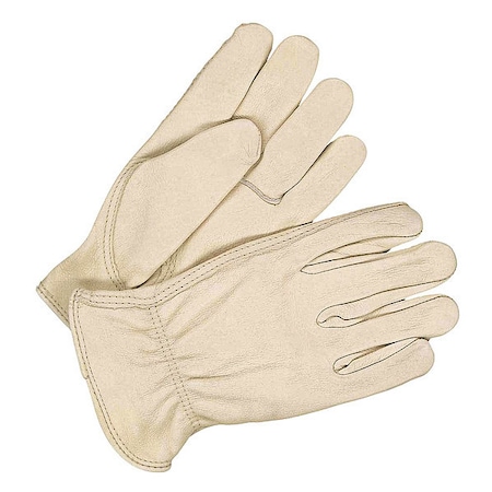 Leather Drivers Gloves, Shirred Slip-On Cuff, Keystone Thumb, Tan, XL, 1 PR