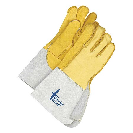 Welding Gloves, Gauntlet w/Gore Cuff, Straight Thumb, Gold/Gray, 11, 1 PR