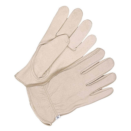 Leather Drivers Gloves, Shirred Slip-On Cuff, Keystone Thumb, Tan, XS, 1 PR