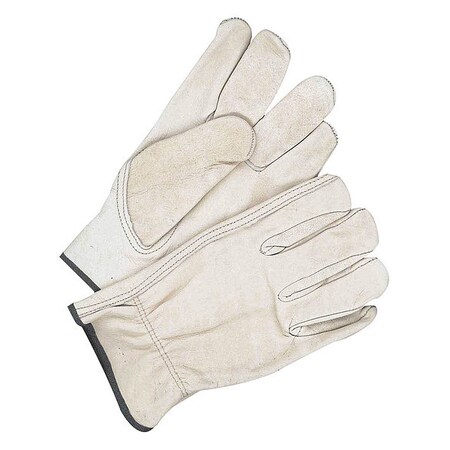 Leather Drivers Gloves, Shirred Slip-On Cuff, Keystone Thumb, Tan, S, 1 PR