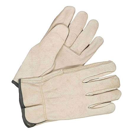 Leather Drivers Gloves, Shirred Slip-On Cuff, Straight Thumb, Tan, S, 1 PR