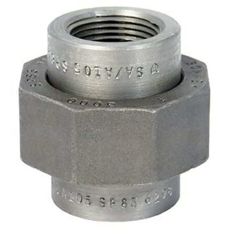 Union Threaded Union, 1/2" Pipe, FNPT, Black Forged Steel, Class 3000