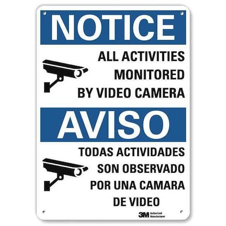 Notice Sign, 14 in H, 10 in W, Aluminum, Vertical Rectangle, English, Spanish, U1-1006-RA_10X14