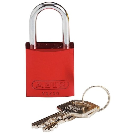 Lockout Padlock, Keyed Different, Aluminum, Red, 1 in Shackle Height, 1 1/4 in Body Width
