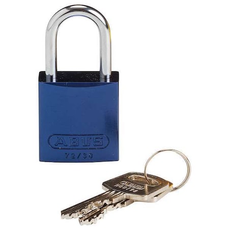 Lockout Padlock, Keyed Different, Aluminum, Blue, 1 in Shackle Height, 1 1/4 in Body Width
