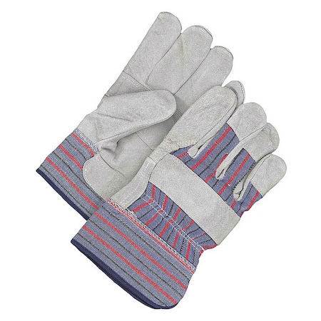 Split Cowhide Leather Gloves, Safety Cuff, Patch Palm, Gunn Cut, Wing Thumb, Large, 1 Pair