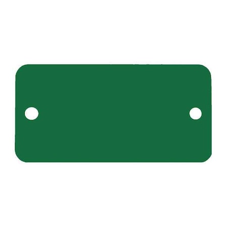 Blank Tag, Aluminum, 2 in H x 4 in W, Green, Rectangle, 5 PK