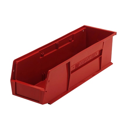 Hang & Stack Storage Bin, Polypropylene, Red, 5 in H, 5-1/2 in W, 18 in L