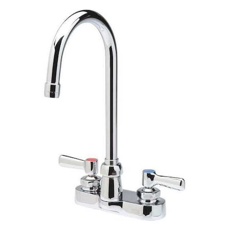 Manual Gooseneck Bathroom Faucet, 4" Mount, Chrome 2 Hole