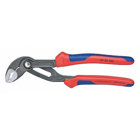7 1/4 in Knipex Cobra V-Jaw Tongue and Groove Plier Serrated, Bi-Material Grip